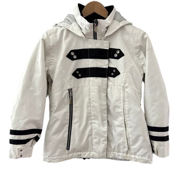 Obermeyer Juniors Ski Snowboarding Mekayla Hooded Jacket White Size 10 - Picture 1 of 9